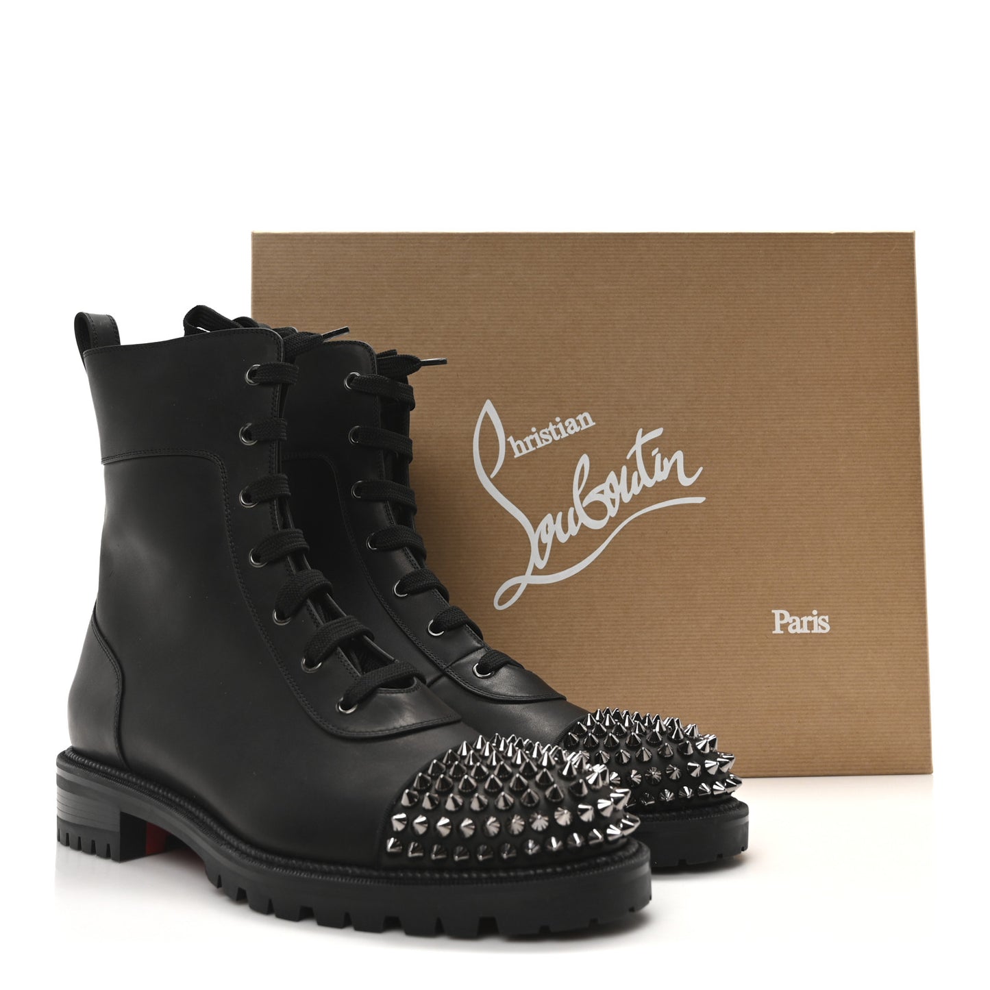 Calfskin Spikes TS Croc Flat Boots 42 Black