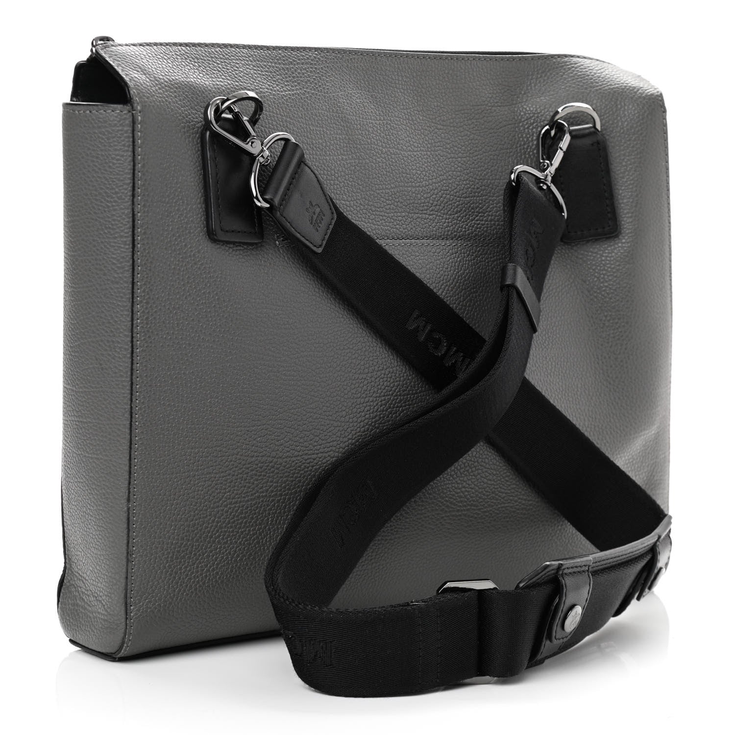 MCM Calfskin Messenger Bag Charcoal 3 of 16