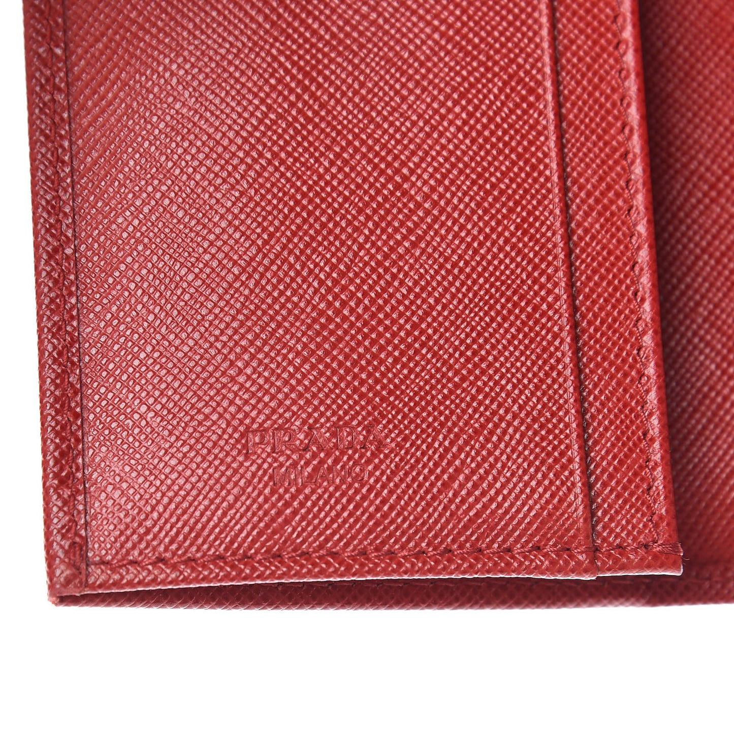 Saffiano Metal Bi-Fold Card Holder Wallet Fuoco