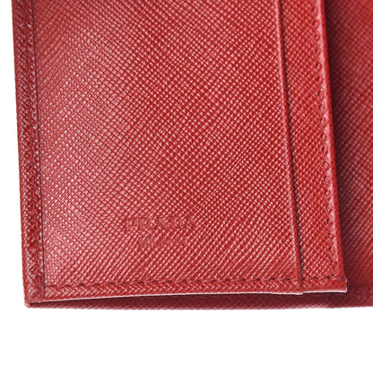 Prada Saffiano Metal Bi-Fold Card Holder Wallet Fuoco 6 of 9