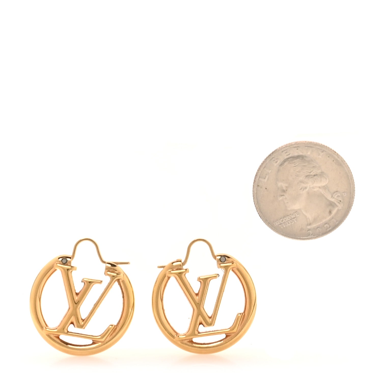 Louis Vuitton Metal Small Louise Hoop Earrings Gold 3 of 10