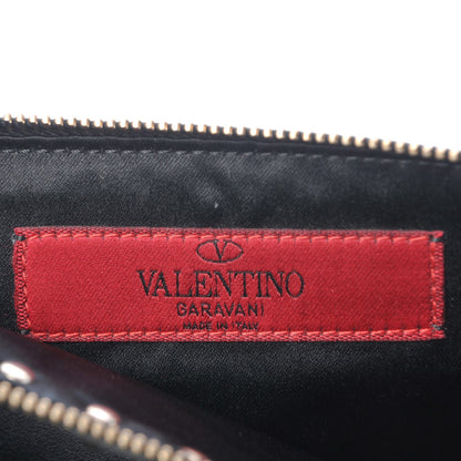 Valentino Garavani Vitello Large Rockstud Zip Pouch Black 6 of 7