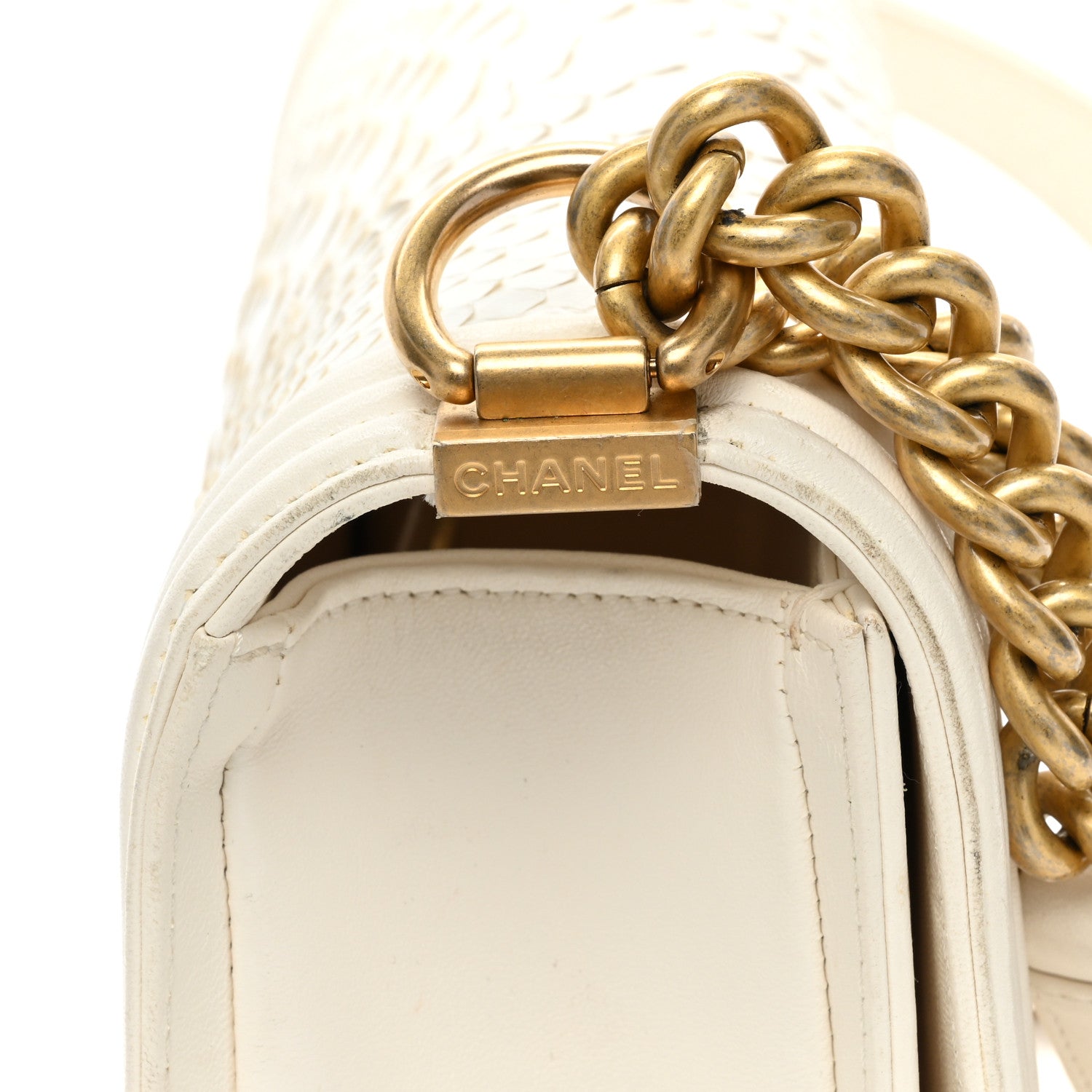 Chanel Snakeskin Medium Boy Flap White 14 of 19