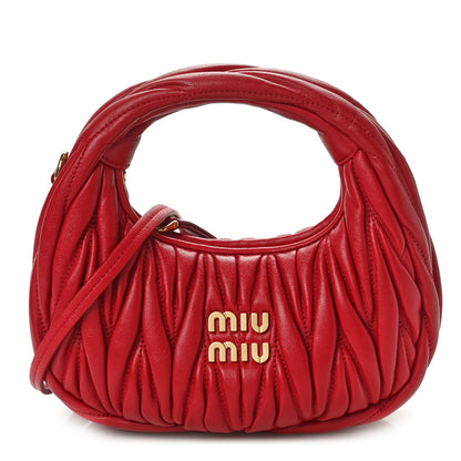 Miu Miu Nappa Matelasse Mini Wander Hobo Fuoco 1 of 10