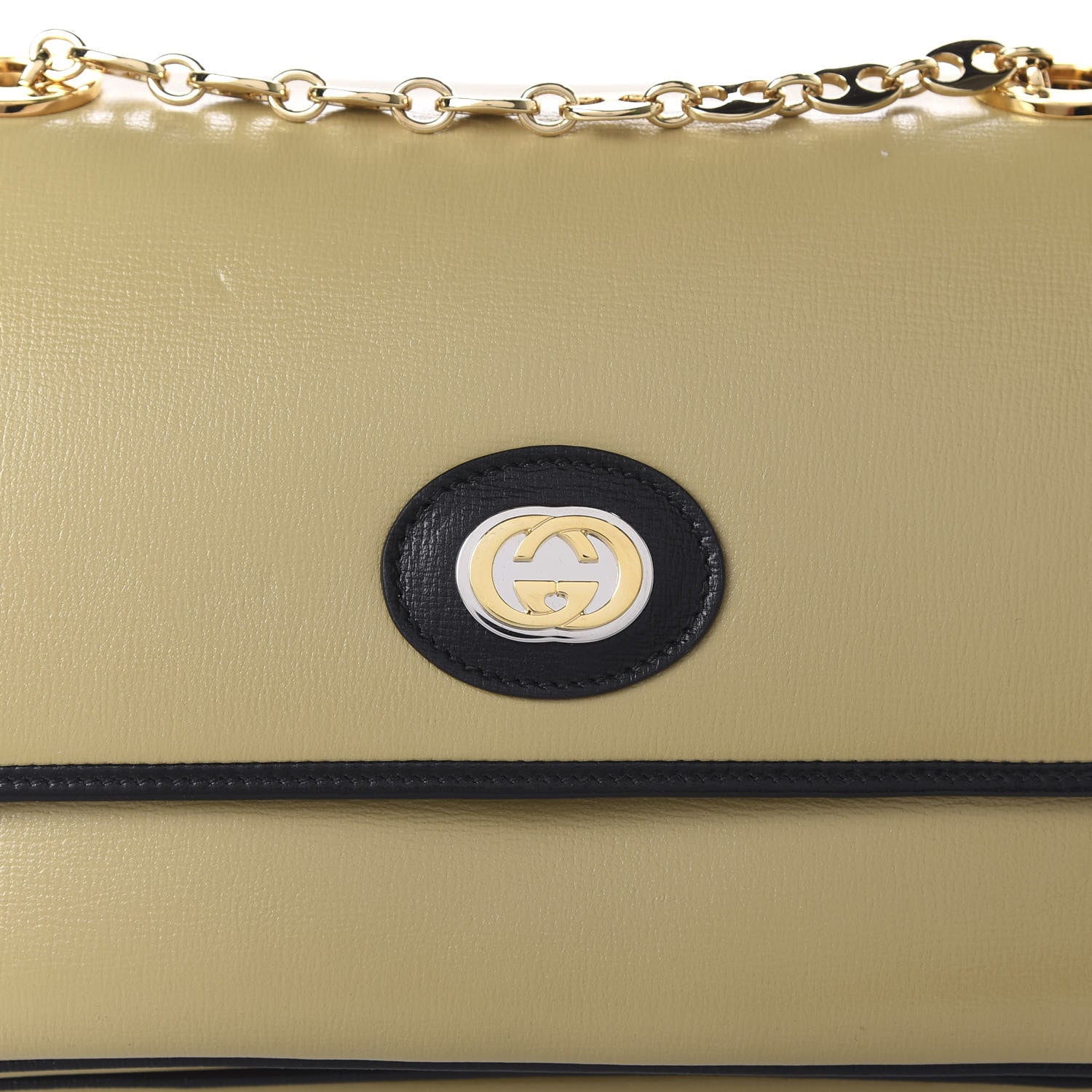 Gucci Azalea Calfskin Bi-Color Small Marina Chain Shoulder Bag Beige Black 10 of 10