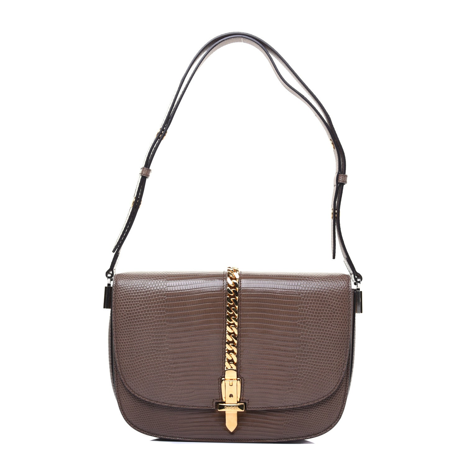 Gucci Lizard Small Sylvie 1969 Messenger Bag Taupe 1 of 18