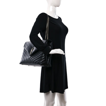 Saint Laurent Calfskin Y Quilted Monogram Large Loulou Chain Satchel Black 2 of 9