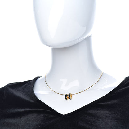 Hermes Lacquered Gold Pop H Pendant Necklace Black 2 of 5