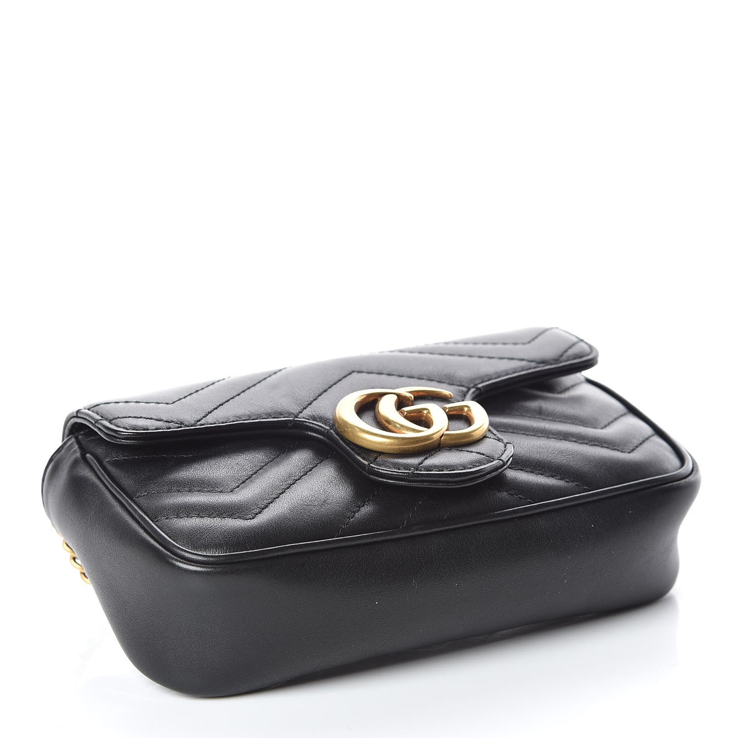 Calfskin Matelasse Super Mini GG Marmont Shoulder Bag Black