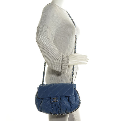 Chanel Washed Lambskin Chain Around Medium Messenger Blue 2 of 7