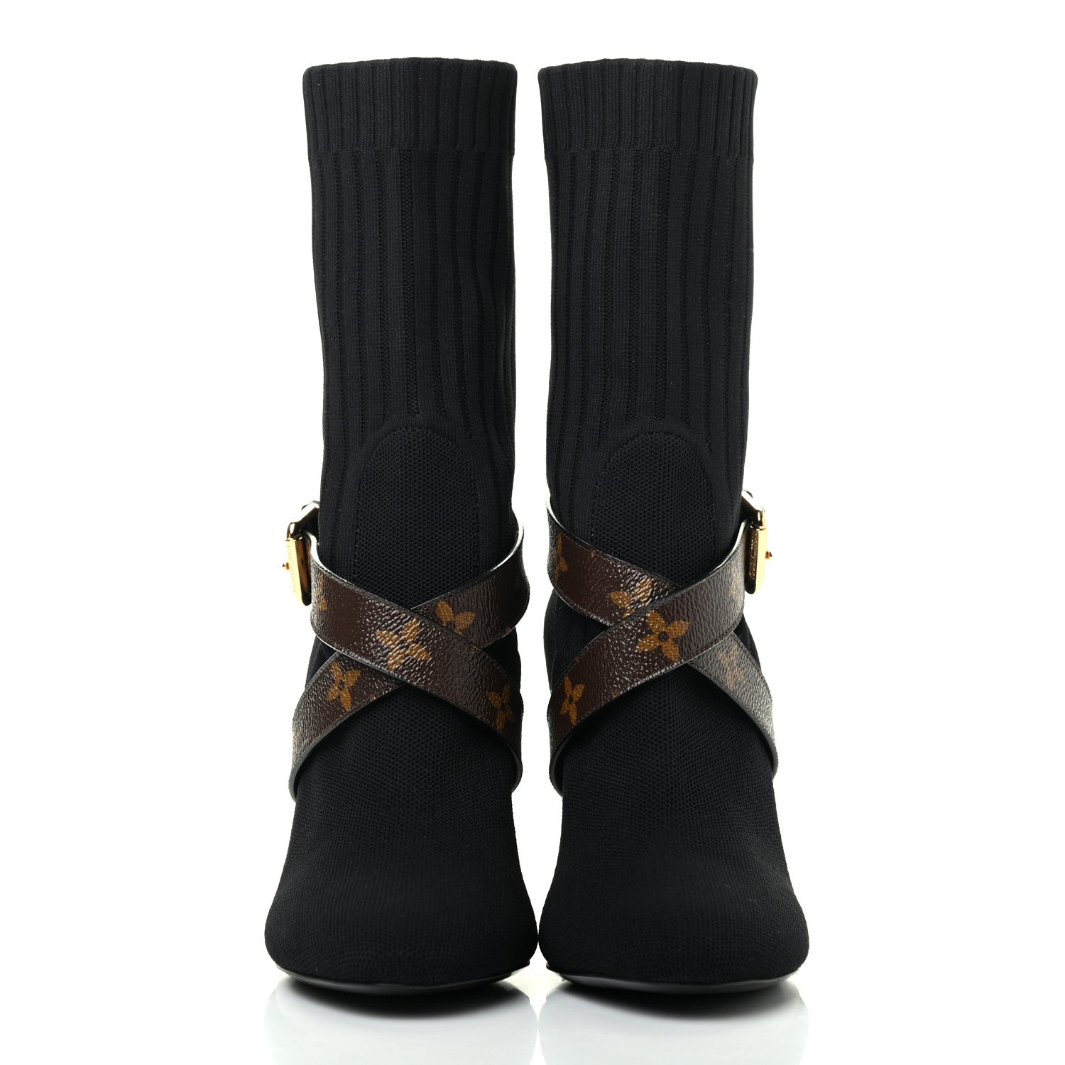 Louis Vuitton Monogram Stretch Fabric Silhouette Ankle Boots 36 Black 2 of 9