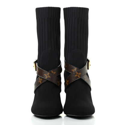 Louis Vuitton Monogram Stretch Fabric Silhouette Ankle Boots 36 Black 2 of 9