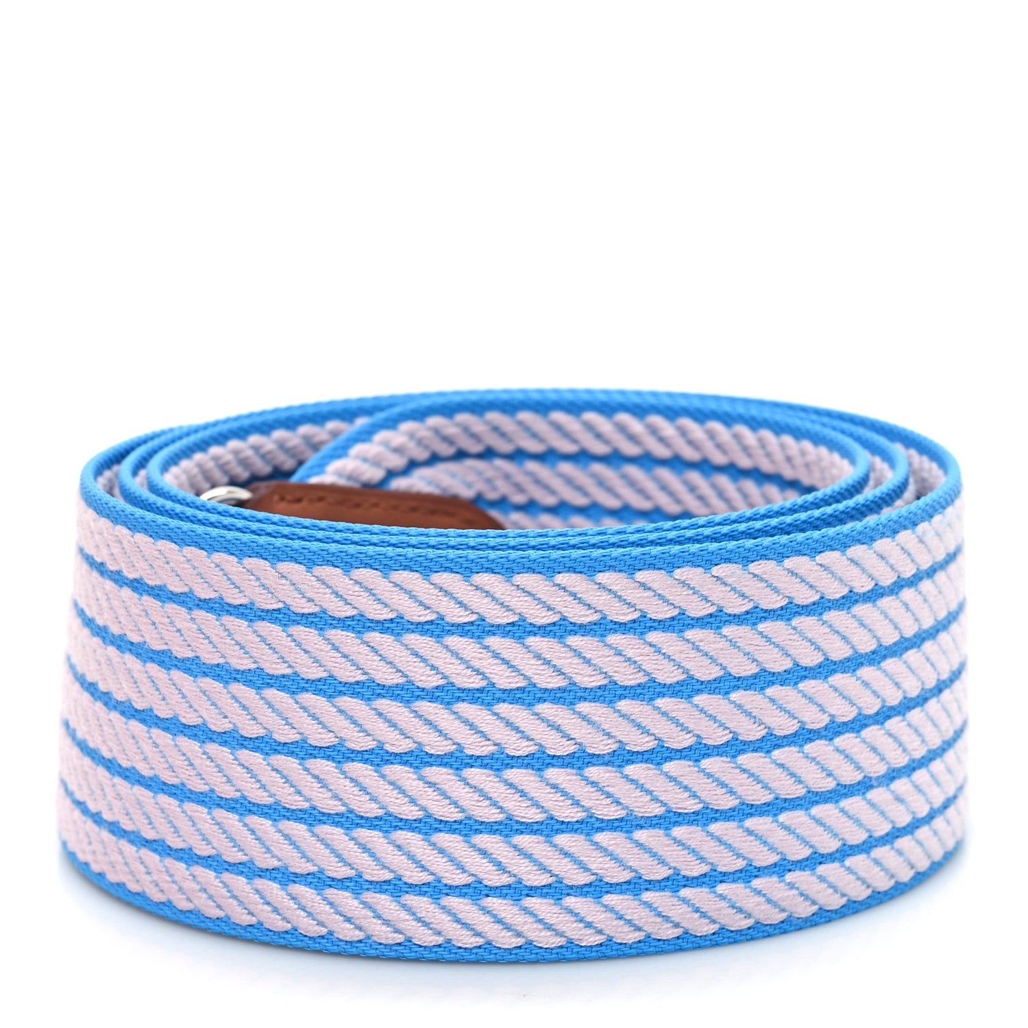 Hermes Toile Swift 50mm Sangle Cordage Shoulder Strap Azur Mauve Pale Gold 2 of 4