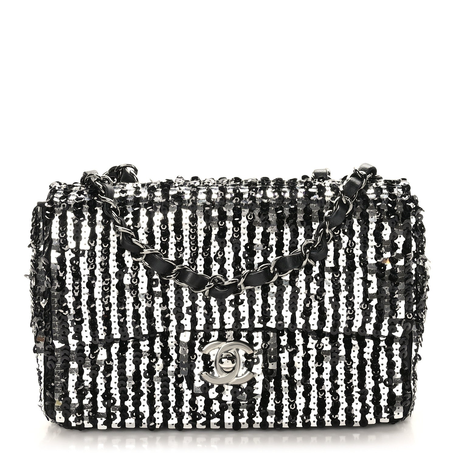 Chanel Sequin Lambskin Small Flap Black Silver 1 of 10