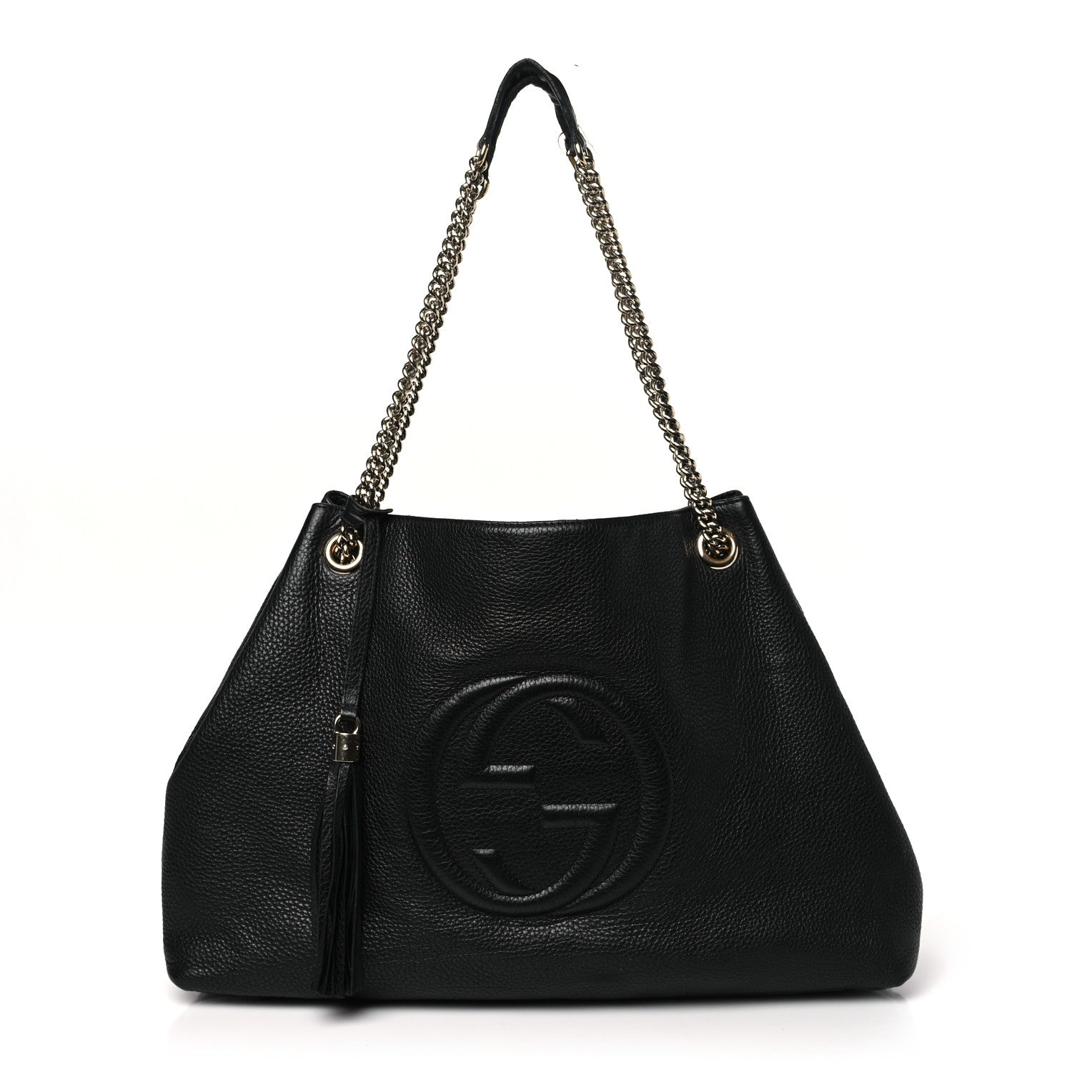 Gucci Pebbled Calfskin Large Soho Chain Shoulder Bag Black 1 of 14