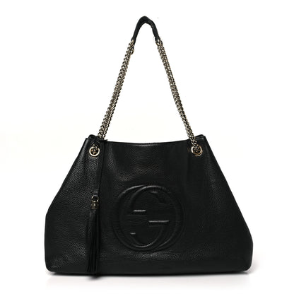 Gucci Pebbled Calfskin Large Soho Chain Shoulder Bag Black 1 of 14