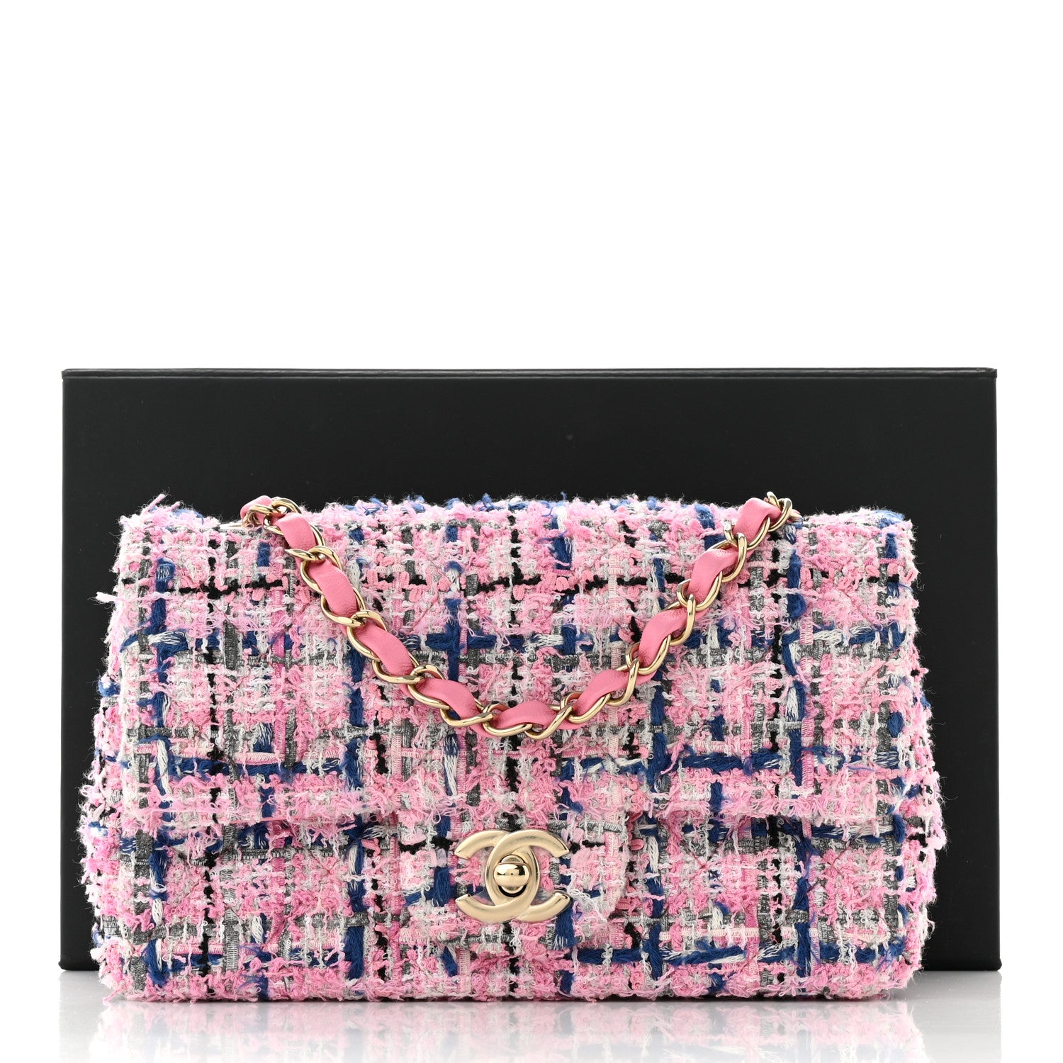 Chanel Tweed Quilted Mini Rectangular Flap Pink Multicolor 11 of 11
