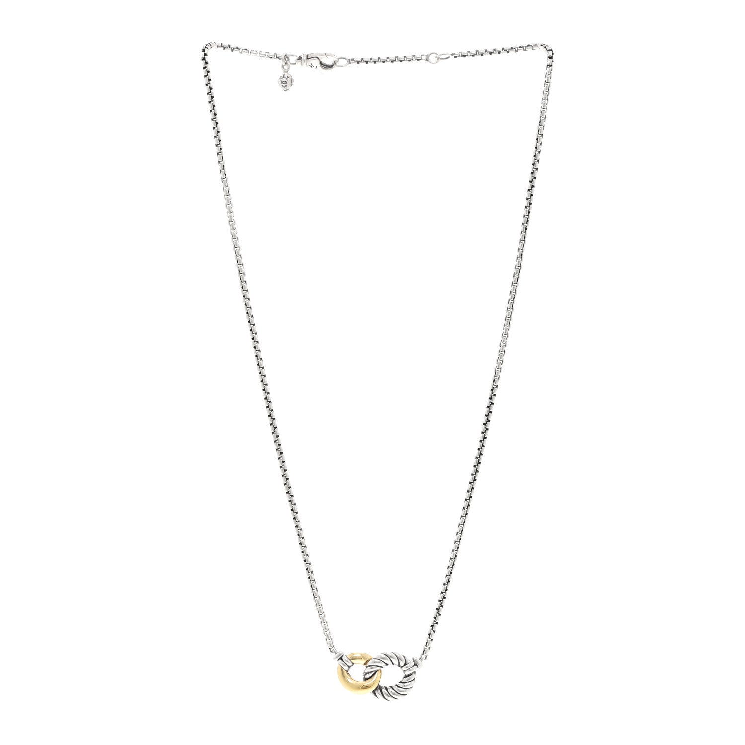 David Yurman Sterling Silver 18K Yellow Gold Belmont Pendant Necklace 3 of 4
