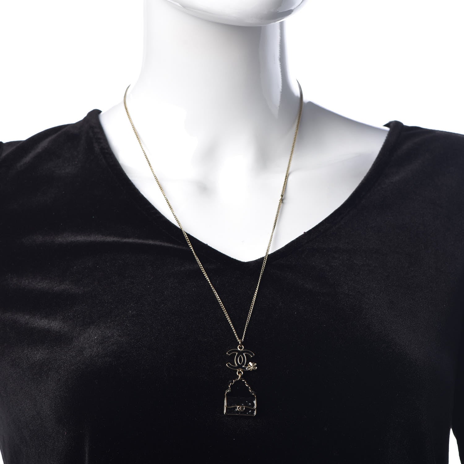 Chanel Enamel Charming Chic Classic Flap CC Charm Necklace Black 2 of 5