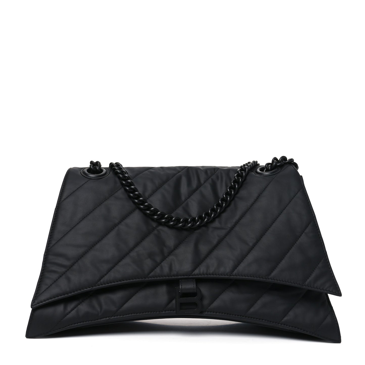 Satin Calfskin Quilted Matte Black Hardware Large Crush Chain Bag Black