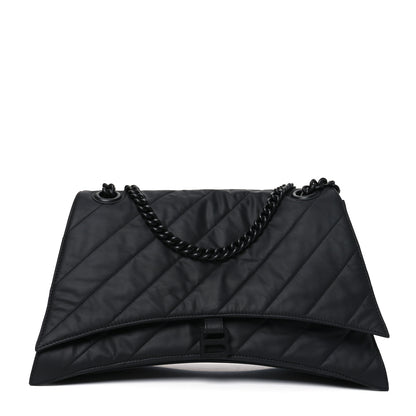 Balenciaga Satin Calfskin Quilted Matte Black Hardware Large Crush Chain Bag Black 1 of 10