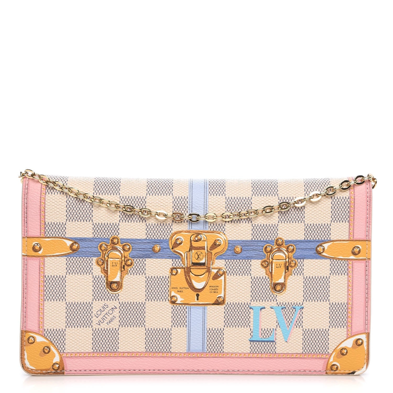 Louis Vuitton Damier Azur Summer Trunks Pochette Weekend 1 of 8
