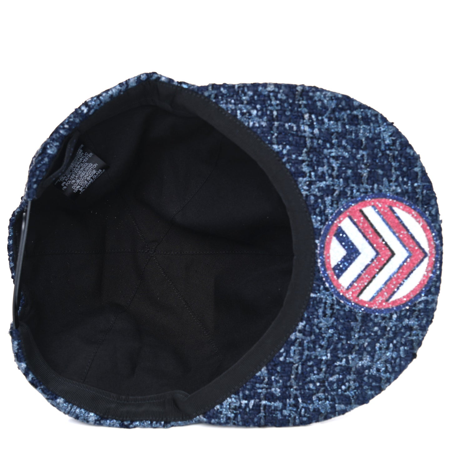 Glittered Tweed Cap Hat Navy Blue