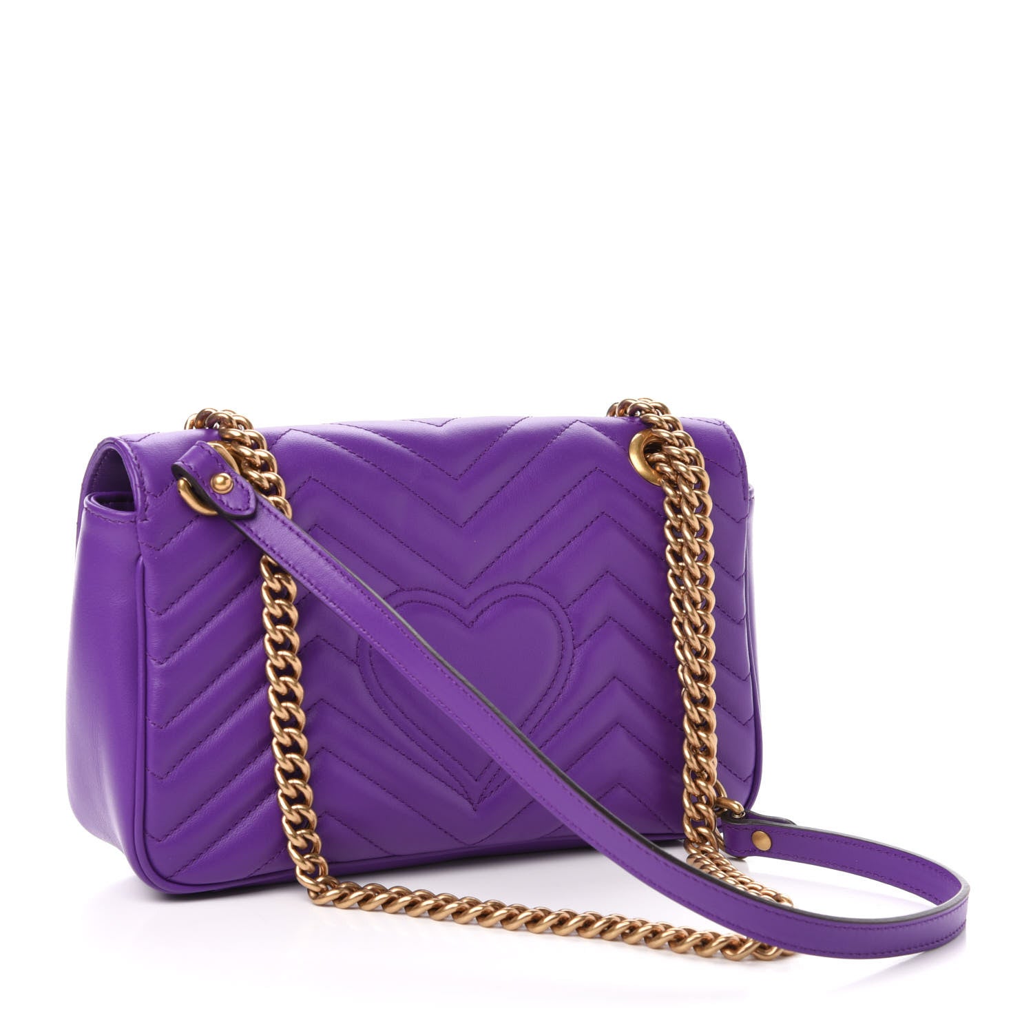 Gucci Calfskin Matelasse Small GG Marmont Shoulder Bag Shine Purple 4 of 15