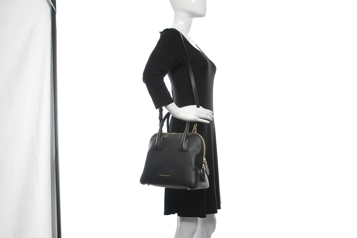 Burberry London Grainy Calfskin Small Greenwood Bowling Bag Black 2 of 13