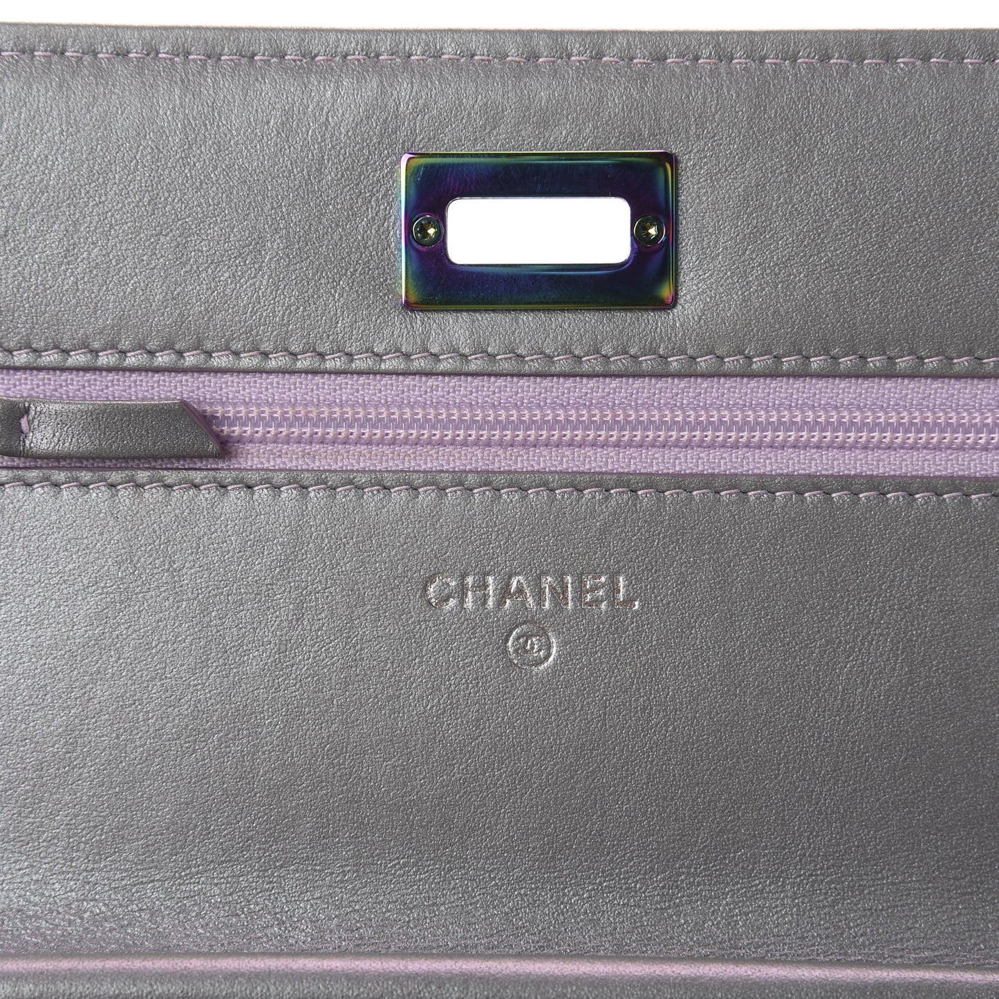 Iridescent Lambskin Quilted Reissue Wallet On Chain WOC Light Purple