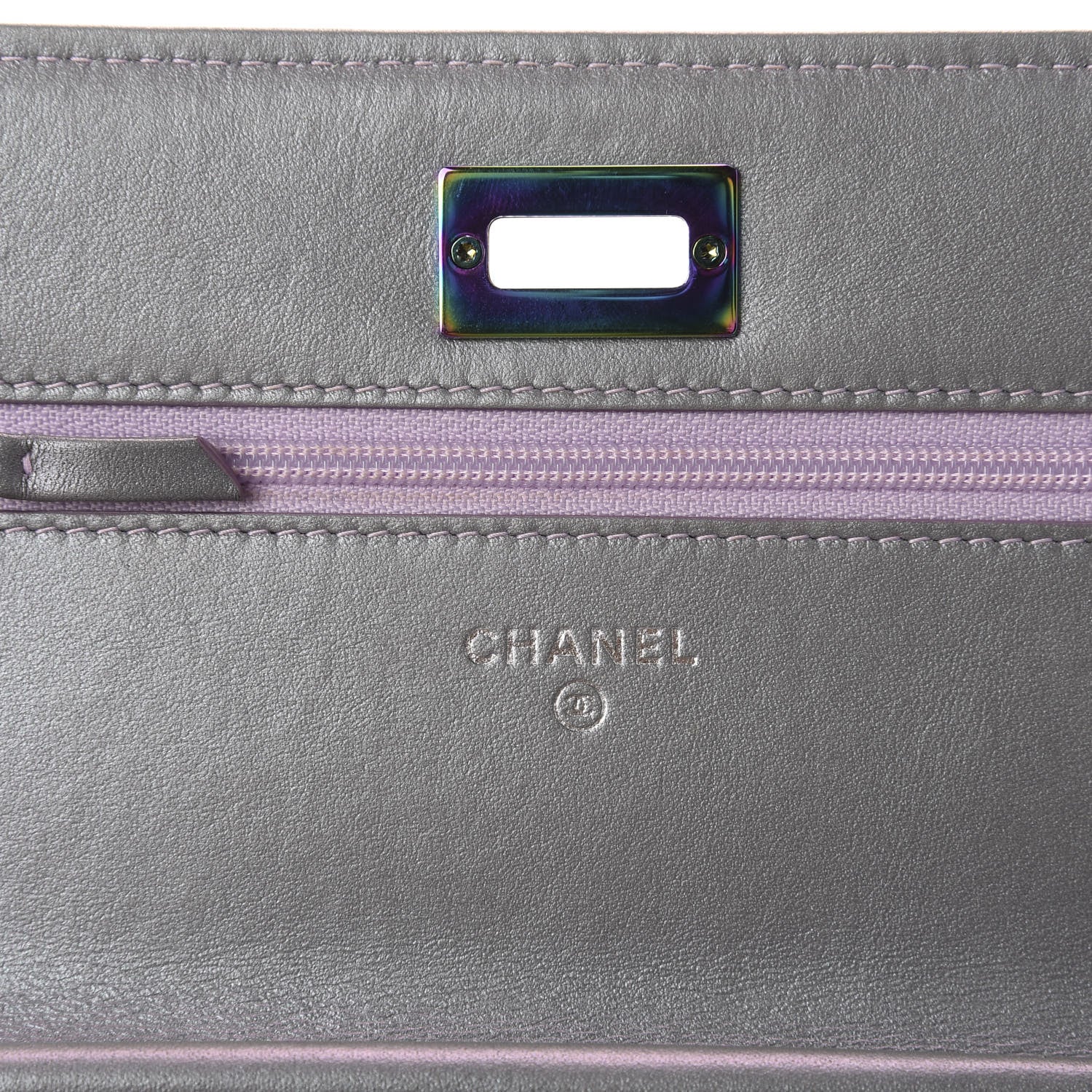 Chanel Iridescent Lambskin Quilted Reissue Wallet On Chain WOC Light Purple 9 of 13