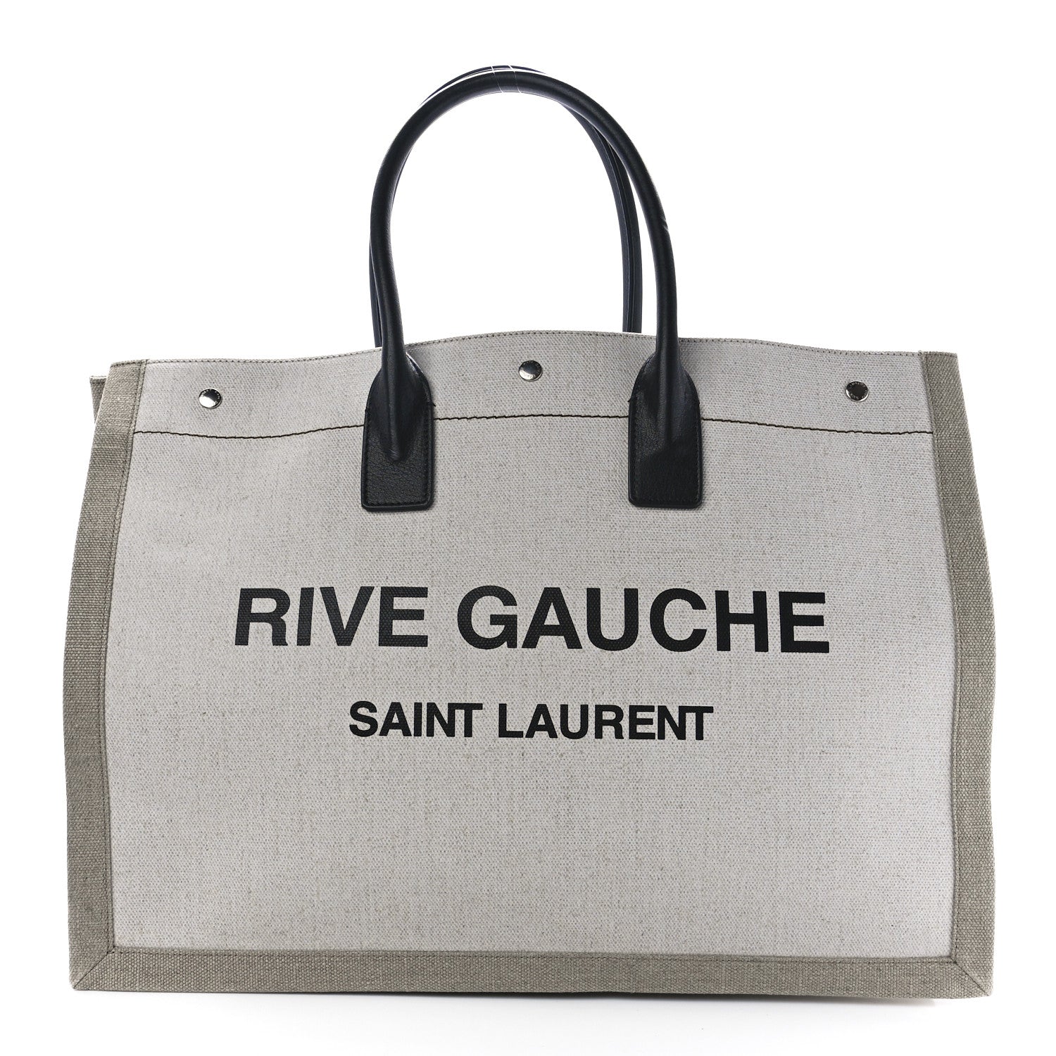 Saint Laurent Linen Calfskin Rive Gauche Tote Optic White 1 of 12