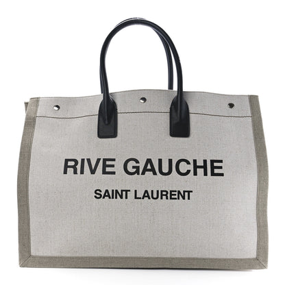 Saint Laurent Linen Calfskin Rive Gauche Tote Optic White 1 of 12