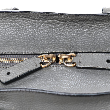 Alexander McQueen Pebbled Calfskin Small Skull Padlock Zip Around Tote Grey 13 of 14