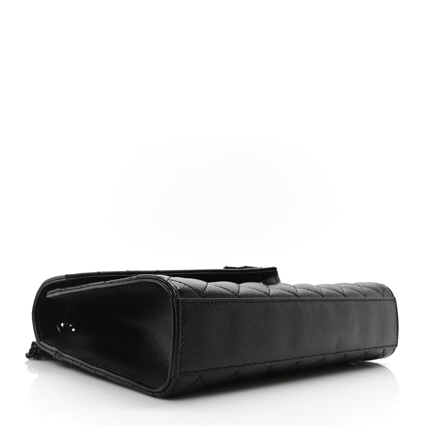 Grain De Poudre Textured Mixed Matelasse Triquilt Medium Monogram Monochrome Satchel Black