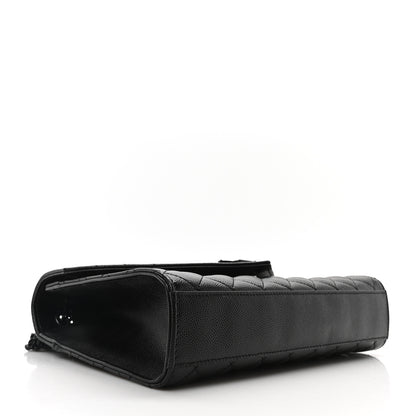 Saint Laurent Grain De Poudre Textured Mixed Matelasse Triquilt Medium Monogram Monochrome Satchel Black 7 of 22