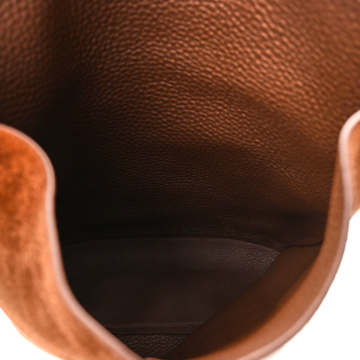 Celine Suede Calfskin Reversible Triomphe Bucket Bag Brown 8 of 15