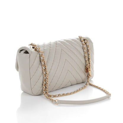 Chanel Calfskin Surpique Chevron Quilted Medium Flap Light Grey 4 of 9