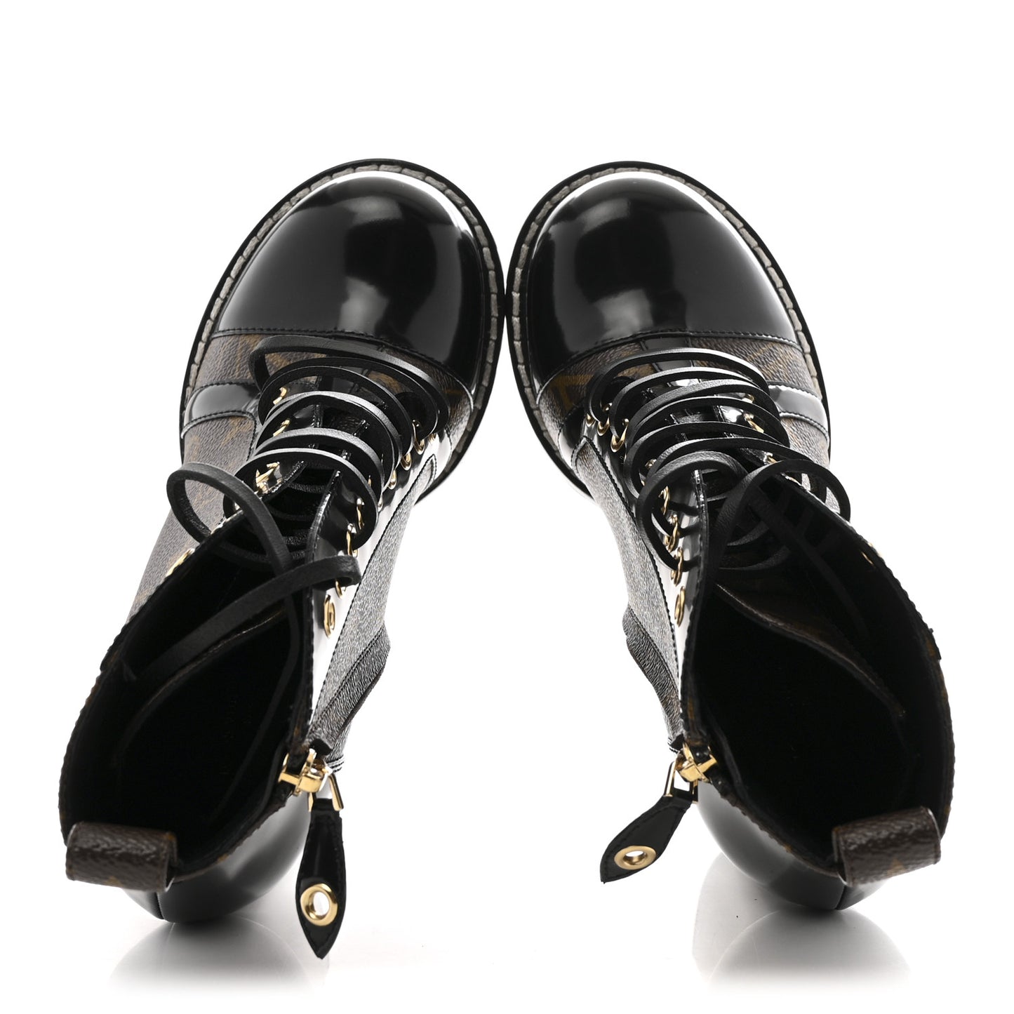 Patent Calfskin Monogram Star Trail Ankle Boots 36 Black