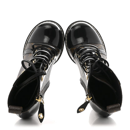 Louis Vuitton Patent Calfskin Monogram Star Trail Ankle Boots 36 Black 2 of 12