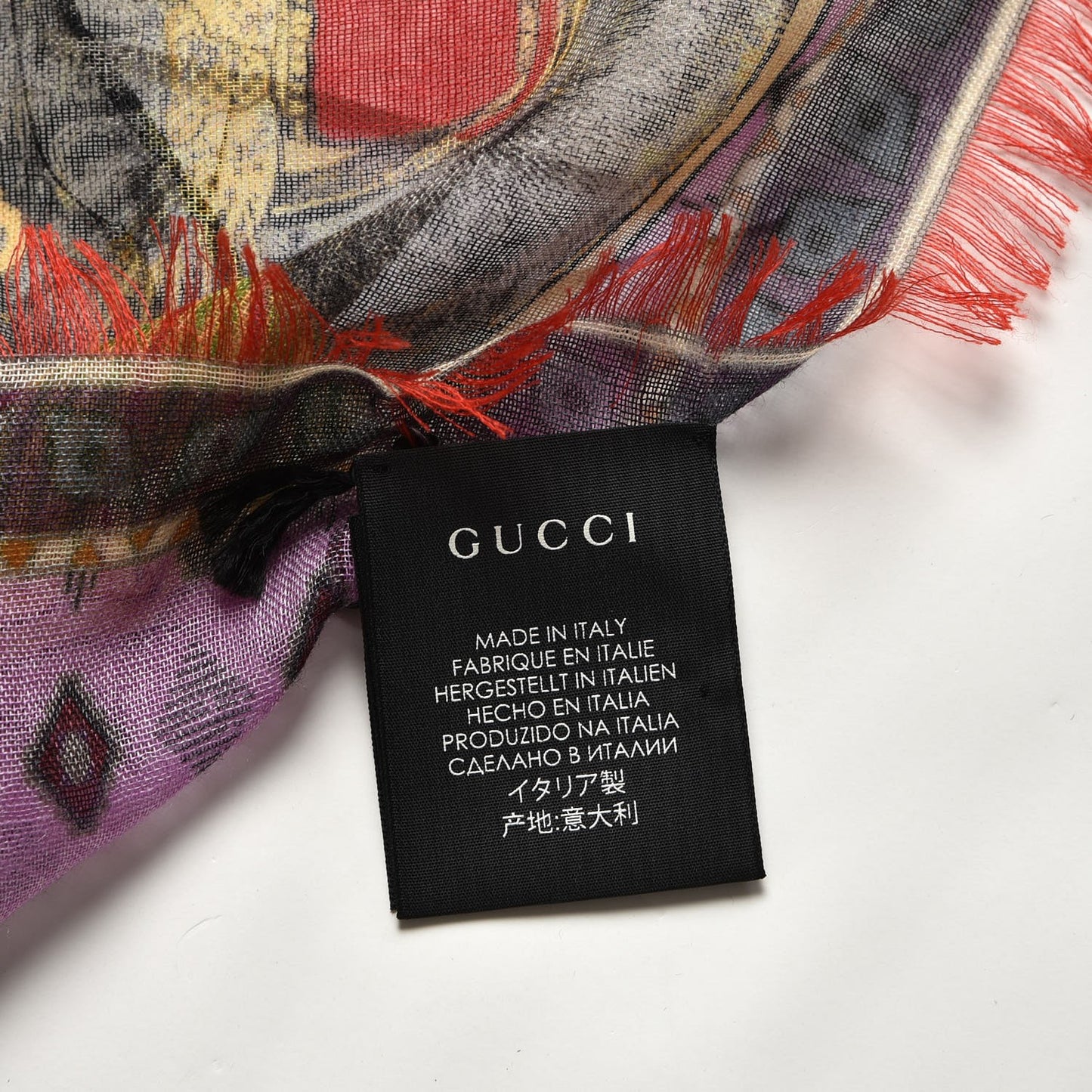Cashmere Wool Silk Tiger Card Scarf Multicolor