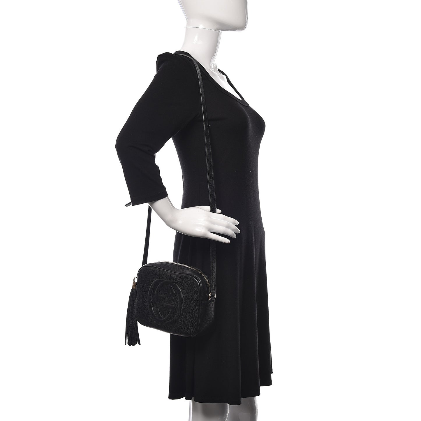 Pebbled Calfskin Small Soho Disco Bag Black