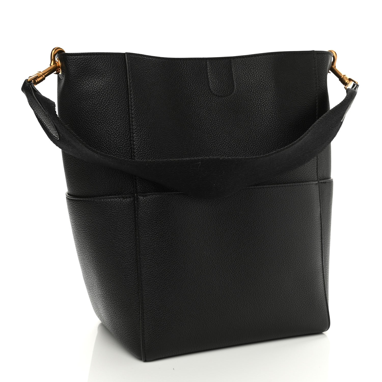 Celine Soft Grained Calfskin Sangle Bucket Bag Black 3 of 12