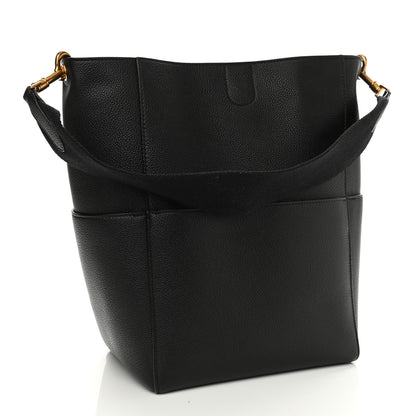 Celine Soft Grained Calfskin Sangle Bucket Bag Black 3 of 12