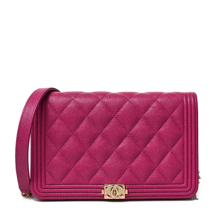 Chanel Caviar Quilted Boy Wallet On Chain WOC Fuchsia 1 of 9