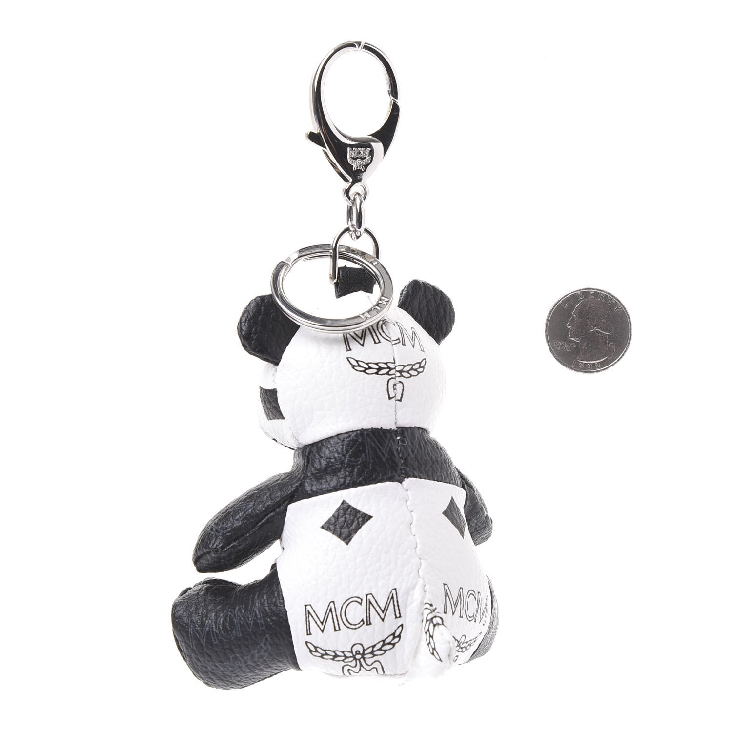 MCM Visetos Panda Animal Key Ring Bag Charm Black White 2 of 3
