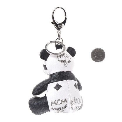 MCM Visetos Panda Animal Key Ring Bag Charm Black White 2 of 3