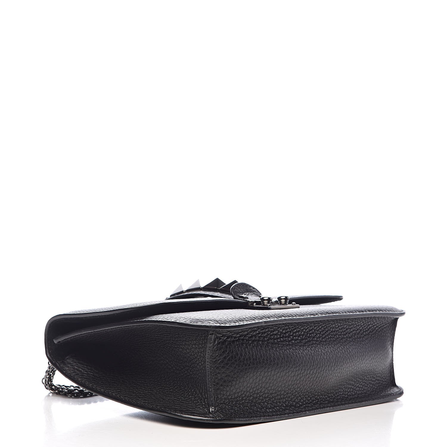 Valentino Garavani Pebbled Calfskin Medium Glam Lock Rockstud Flap Black 4 of 11