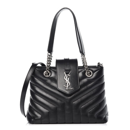 Saint Laurent Calfskin Y Quilted Monogram Small Loulou Shopper Black 1 of 14