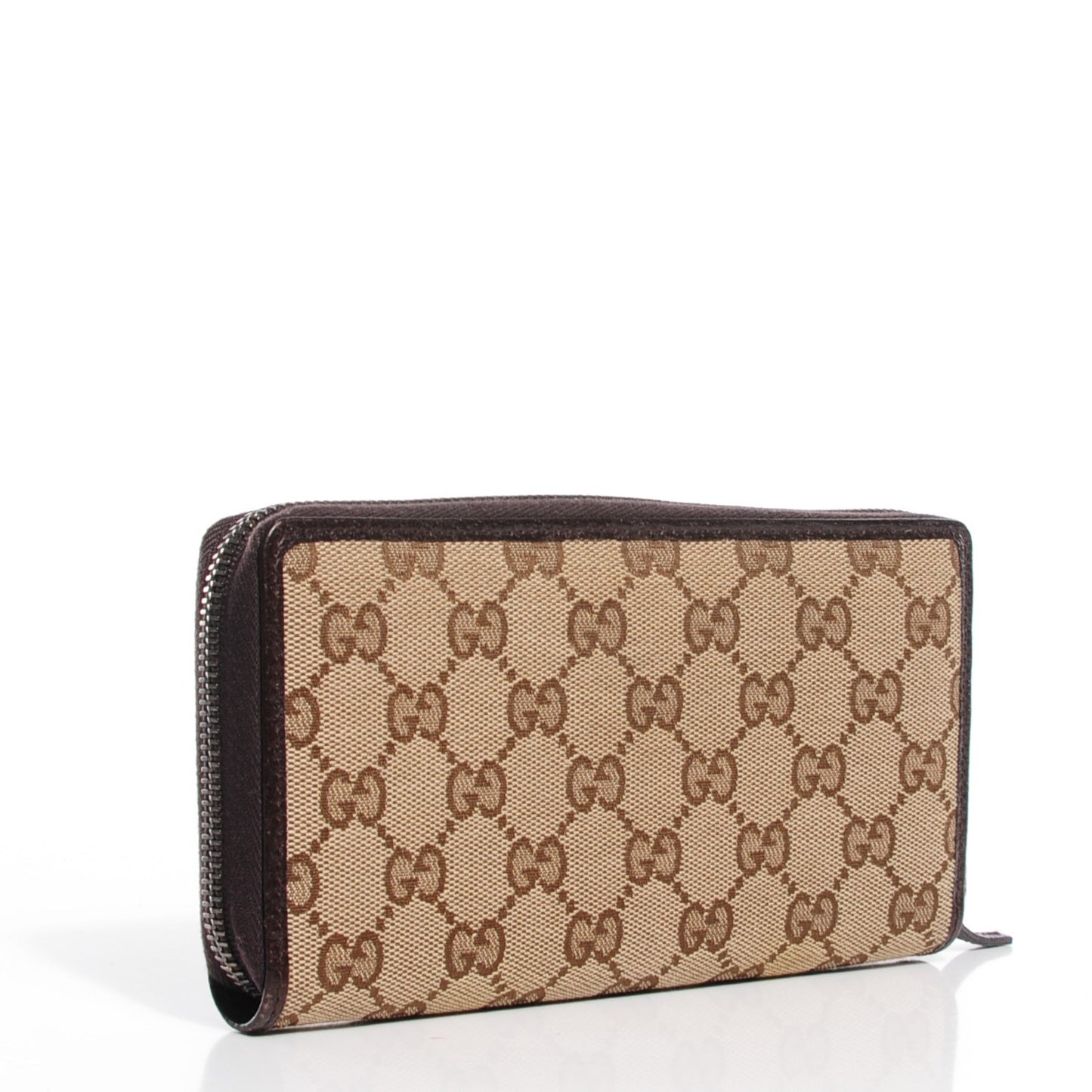 Monogram Metal Bar Zip Around Wallet Dark Brown
